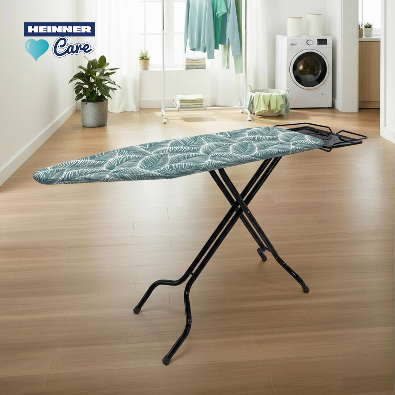 Masa de calcat Linea, Heinner Care, 124x43 cm, bumbac/metal, verde/alb - imagine 6